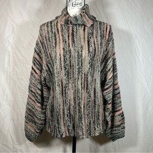 Knox Rose Turtleneck Knit Sweater Women’s Medium Bell Sleeves Black Gray Peach